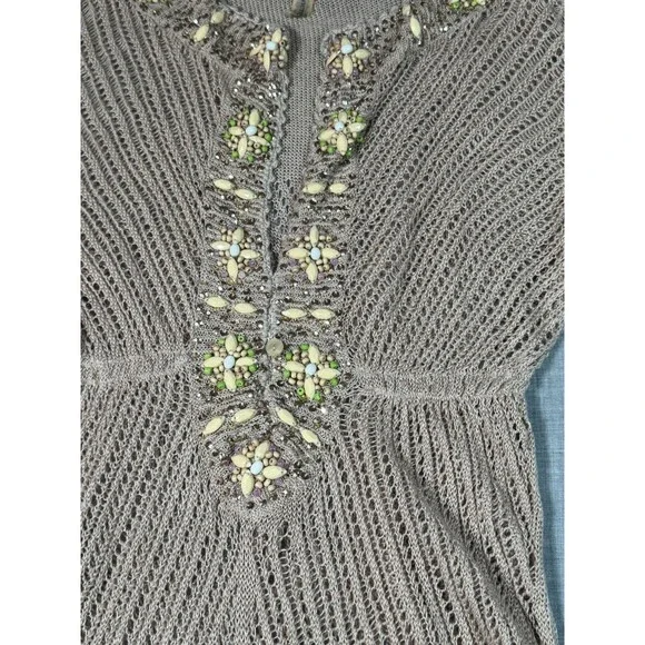 Victoria’s Secret Beaded Swim Cover Up XS Boho Crochet Knit Tunic Y2K Beach - Picture 4 of 9